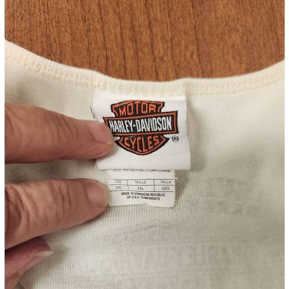 Harley-Davidson 2XL light yellow short sleeved t-shirt with Harley-Davidson on t - Picture 3 of 5